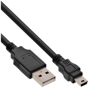 InLine 33107S Mini USB 2.0 mannelijke USB A naar 5-polige Mini B-stekker, 1 m, zwart