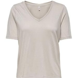 ONLY Onlelise S/S T-shirt met V-hals voor dames, Lichtbeige