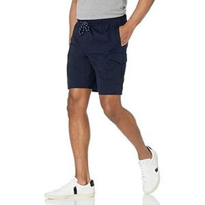 Amazon Essentials Cargoshorts voor heren, elastische tailleband, 22,9 cm, marineblauw, S