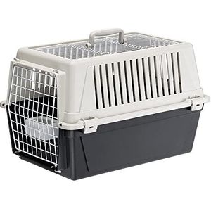 Ferplast Transportbox voor katten, transportbox voor kleine, middelgrote honden en katten tot 15 kg, open dak, met kussen en voerbak, 40 x 60 x 38 cm, transportmand ATLAS 30 OPEN, zwart