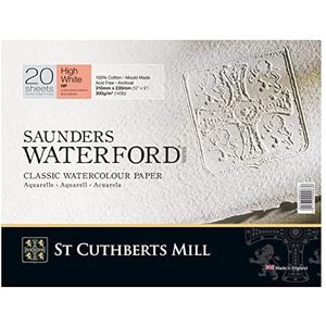 ST CUTHBERTS MILL Saunders Waterford aquarelpapier, gesatineerde korrel, 31 x 23 cm, 300 g/m², extra wit