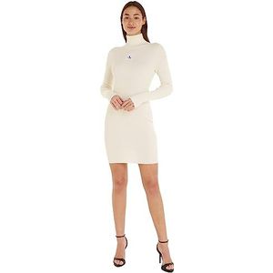 Calvin Klein Jeans Trui-jurk met rolkraag en badge damestrui-jurken, Wit