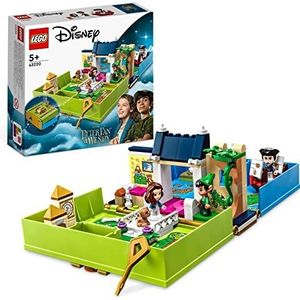 LEGO 43220 Disney De avonturen van Peter Pan en Wendy in een sprookjesboek, reisspeelgoed voor kinderen van 5 jaar, met micropoppen en piratenschip