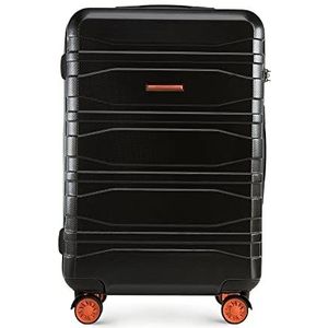 WITTCHEN Adventure Line Moderne koffer van polycarbonaat met horizontale strepen, TSA-slot, Zwart/Oranje, Modern