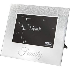 Maturi Zilveren fotolijst glitter spiegel 15,2 x 10,2 cm familie