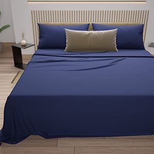 PETTI Artigiani Italiani - Beddengoedset, 100% katoen, 3-delig, 1 hoeslaken, 1 kussensloop, 100% Made in Italy, elektrisch blauw