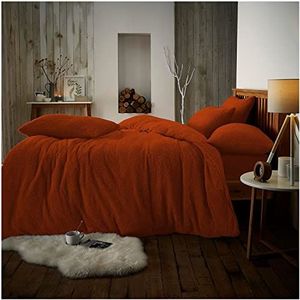 GC GAVENO CAVAILIA Beddengoedset van fleece met dekbedovertrek voor tweepersoonsbed, met kussenslopen, gebrand oranje