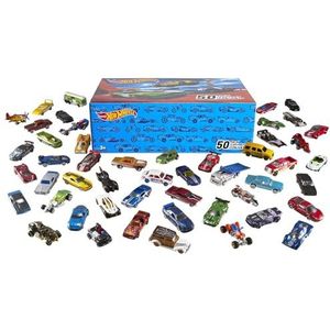 Hot Wheels Speelset van 50 speelgoedvoertuigen, miniatuur-auto's voor kinderen, willekeurige selectie, V6697 exclusief bij Amazon