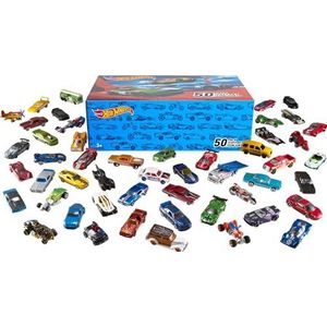 Hot Wheels Speelset van 50 speelgoedvoertuigen, miniatuur-auto's voor kinderen, willekeurige selectie, V6697 exclusief bij Amazon