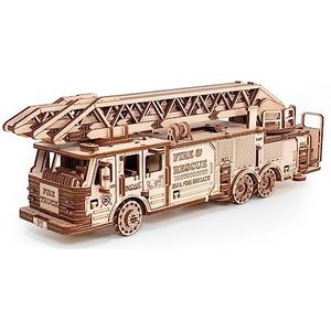 Eco Wood Art - Fire Truck - 3D Houten Puzzel - 37,8x9,8x12,2cm