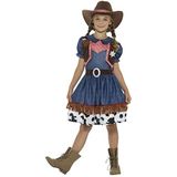 Smiffys Cowgirl-kostuum Texan, blauw, met jurk, vest en hoed