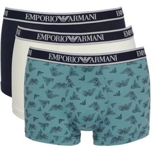 Emporio Armani Emporio Armani Core Logo Trunk Heren 3 stuks, Crème/Art Print/Navy Blauw