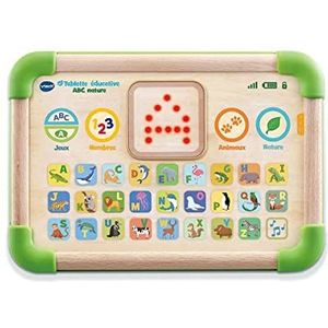 VTech - ABC Nature Play Green, tablet met touchscreen voor kinderen, gedeeltelijk van hout, speelgoed voor alfabet, dieren, cadeau voor baby's, meisjes en jongens vanaf 1 jaar - inhoud in het Frans