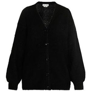 usha Cardigan en tricot pour femme, Noir, XL-XXL