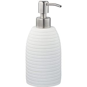 Relaxdays zeeppompje badkamer - zeepdispenser navulbaar - 300 ml - handzeeppompje - wit