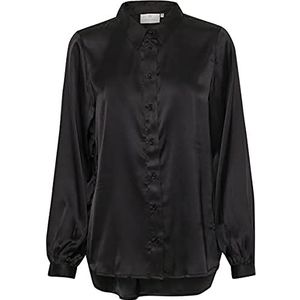 KAFFE Dames Silk Shirt Blouse Top Elegant Lange Mouwen Dames Black Deep, 34, Black Deep