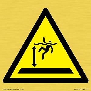 W047 Panneau d'avertissement : eau profonde – 100 x 100 mm – S10