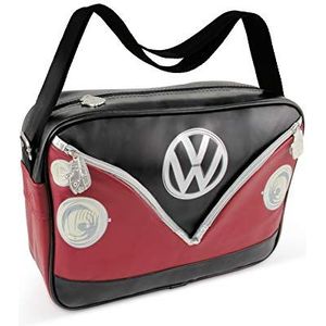 BRISA VW Collection - Volkswagen Combi Bus T1 Camper Van stijlvolle schoudertas, handtas, rugzak van kunstleer (PU), vintage / retro tas (rood/zwart)