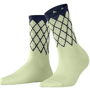 Burlington Mayfair Sokken, katoen, zwart, wit, vele andere kleuren, versterkte sokken voor dames met ademend ruitpatroon met argyle en kleurrijke motieven, one-size-fit, als cadeau, 1 paar groen (jade 7376), 36-41 EU, groen (Jade 7376)