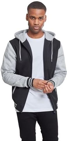 Urban Classics Pullover met capuchon voor, - zwart/grijs