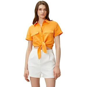 Koton T-shirt Crop Tie Detail modal mélangé pour femme, Orange (207), 42