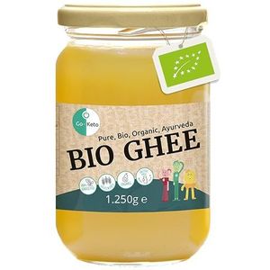 Go-Keto Bio Ghee, 1250 g, 100% geklaarde boter, biologisch gecertificeerd, Ayurveda, perfect voor het keto-dieet, ideaal voor koken en braden, lactosevrij, glutenvrij, low-carb