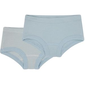 loud + proud Lot de 2 boxers pour fille - Côtes fines en coton bio et certifiées GOTS, Bleu glacier, 122-128