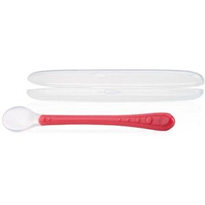 Nuby - Zachte siliconen lepel met opbergdoos - Flexibele lepel met Easy Grip™ handvat en zachte siliconen voor baby's en peuters - BPA-vrij - Roze