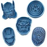 Cuticuter Superheroes Marvel koekjessnijder, blauw, 16 x 14 x 1,5 cm, 5 stuks