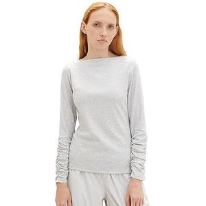 TOM TAILOR Denim T-shirt à manches longues pour femme, 32510 - Mélange de gris clair basique, XS