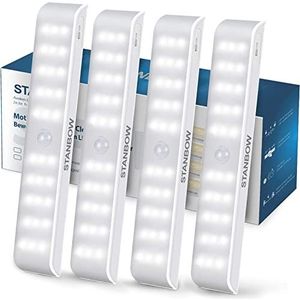 Bewegingsmelder led-kastverlichting voor STANBOW 30 leds, kastverlichting, keukenverlichting, nachtlampje, oplaadbaar via USB, magneetstrips, daglichtwit