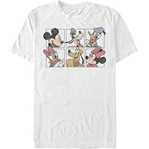 Disney Unisex Classic Mickey and Friends Grid Organic T-shirt met korte mouwen, wit, XXL, Weiss