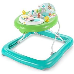 Bright Starts, Tiny Trek 2-in-1 babywandelwagen met speelgoedstation, in hoogte verstelbaar en gemakkelijk opvouwbaar frame, jungleranken, 6 maanden en ouder