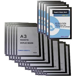 TUKA-i-AKUT TKD8400-A3-40x magnetisch displayframe, zelfklevend voor tekens, tas voor infblackmatie, magneetsluiting, portemonnee met 40 kleuren, zwart, TKD8400-A3-40x