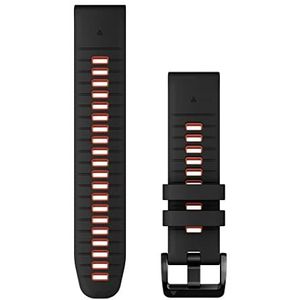 Originele Garmin armband, 22 mm, QuickFit, siliconen, zwart en rode vlam (stijl Garmin epix 2 Pro), zwart en vlam rood (stijl Garmin epix 2 Pro), 22 mm, Black & Flame Red (stijl Garmin Epix 2 Pro)