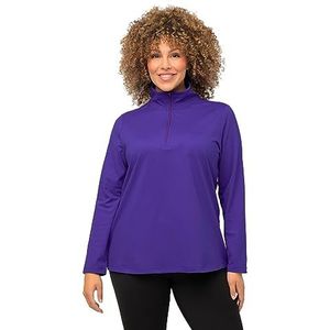 Ulla Popken T-shirt thermique à manches longues et col montant zippé pour femme, lilas, 44-46/grande taille