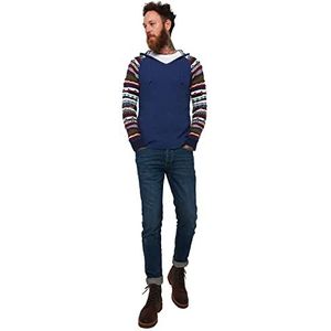 Joe Browns Heren trui lange mouwen fijn gebreide hoodie blauw L, Blauw