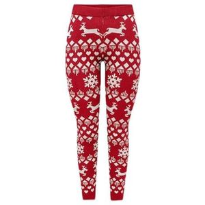 ONLY Onlxmas Snowflake Mw Pantalon Knt pour femme, Piment piment/motif : Cloud Dancer, S