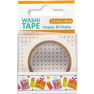 III Washi Tape Happy Birthday plakband, 1,5 cm x 10 m, meerkleurig