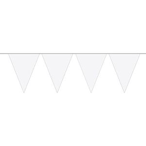 Driehoekige vlaggetjesslinger, kunststof, wit, 10 m met 15 vlaggetjes