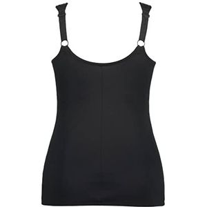 Ulla Popken Bodyforming-top, Jaquardlace T-shirt, zwart, 110 dames, zwart, 110, SCHWARZ
