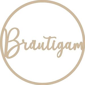 Bruäutigam Decoratieve krans van hout met opschrift ""Bruidegom"" - populierenhouten ring - ideaal als deurdecoratie of wanddecoratie - Ø 30 cm