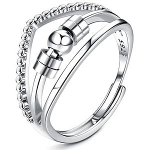 ORAZIO Spinner Ring van 925 sterling zilver, voor dames en heren, ring voor huwelijksbelofte, verstelbare duimring, zilverkleurig, zilverkleurig