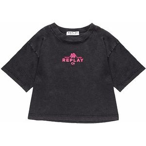 Replay T-shirt à manches courtes en coton pour fille, Noir (098), 6 ans