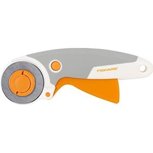 Fiskars Titanium roterende snijder, roterend mes met trekker, voor rechts- en linkshandigen, diameter lemmet: 45 mm, oranje/wit/grijs, 1066041