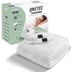 Imetec Adapto Recreo, Bedwarmer voor tweepersoonsbed, 150 x 16 cm, snel opwarmen, constante en instelbare temperatuur, hypoallergeen, wasbaar, gemaakt in Italië, 6 temperatuurregeling