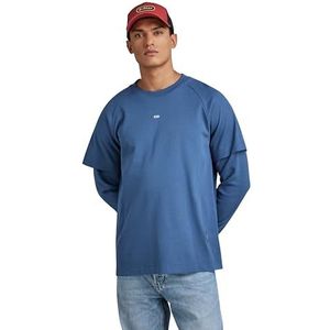 G-STAR RAW Moto Loose R T lange mouwen heren T-shirts, Blauw (Rank Blue D23467-d275-868)