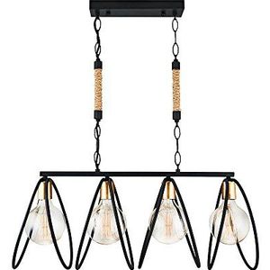 Homemania Vista Hanglamp staande lamp plafondlamp zwart van metaal, 75 x 28 x 85 cm, 4 x E27, 40 W