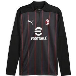 A.C. Milan - Maillot Prematch 1/4 Zip Top, Veste de sport de football et d'entraînement, produit officiel, noir, adulte, XXL