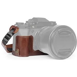 MegaGear Ever Ready Halve camerahoes van echt leer, compatibel met Fujifilm X-T5 (bruin)